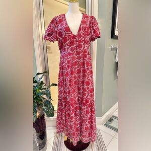 Cleobella Crimson and Ivory Floral Maxi Dress